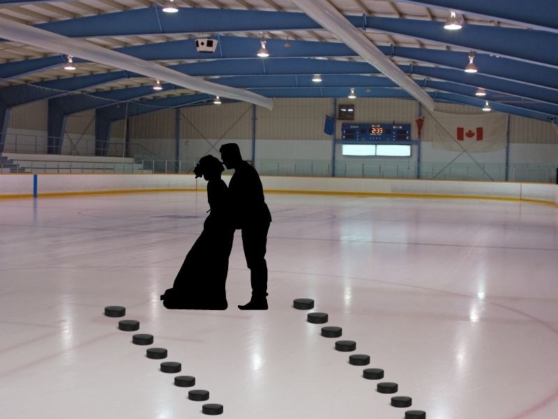 Hockey theme wedding ice rink